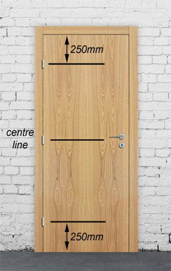 standard positioning of hinges on a fire door